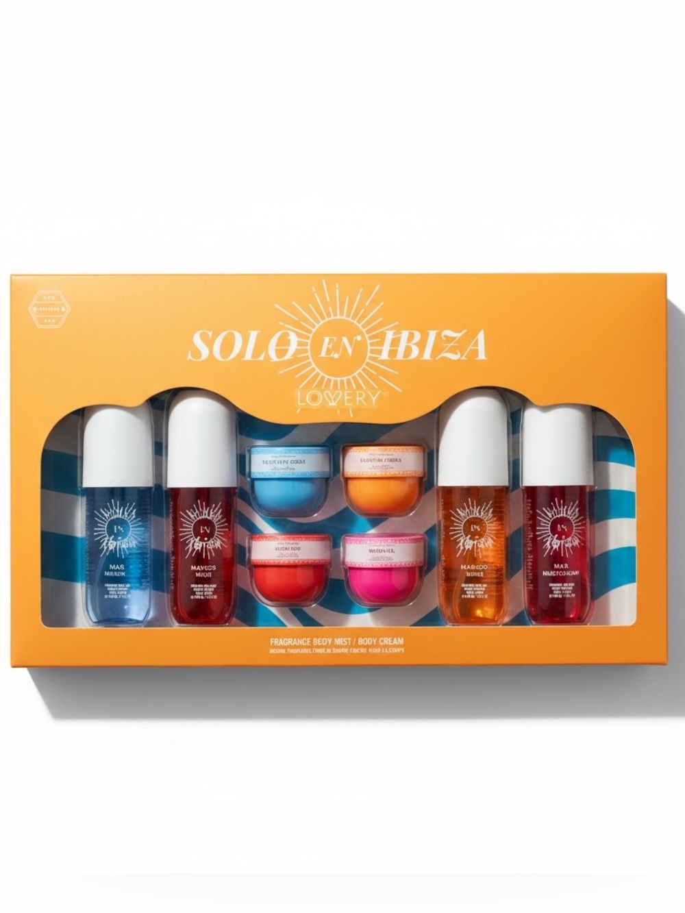 New 8 Piece Solo en Ibiza Body Mist & Cream Gift Set MSRP $149 Cult Favorite